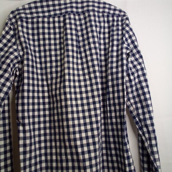 J Crew Shirt Men M Slim Button Down Long Sleeve Check Pattern Blue White - Picture 15 of 15
